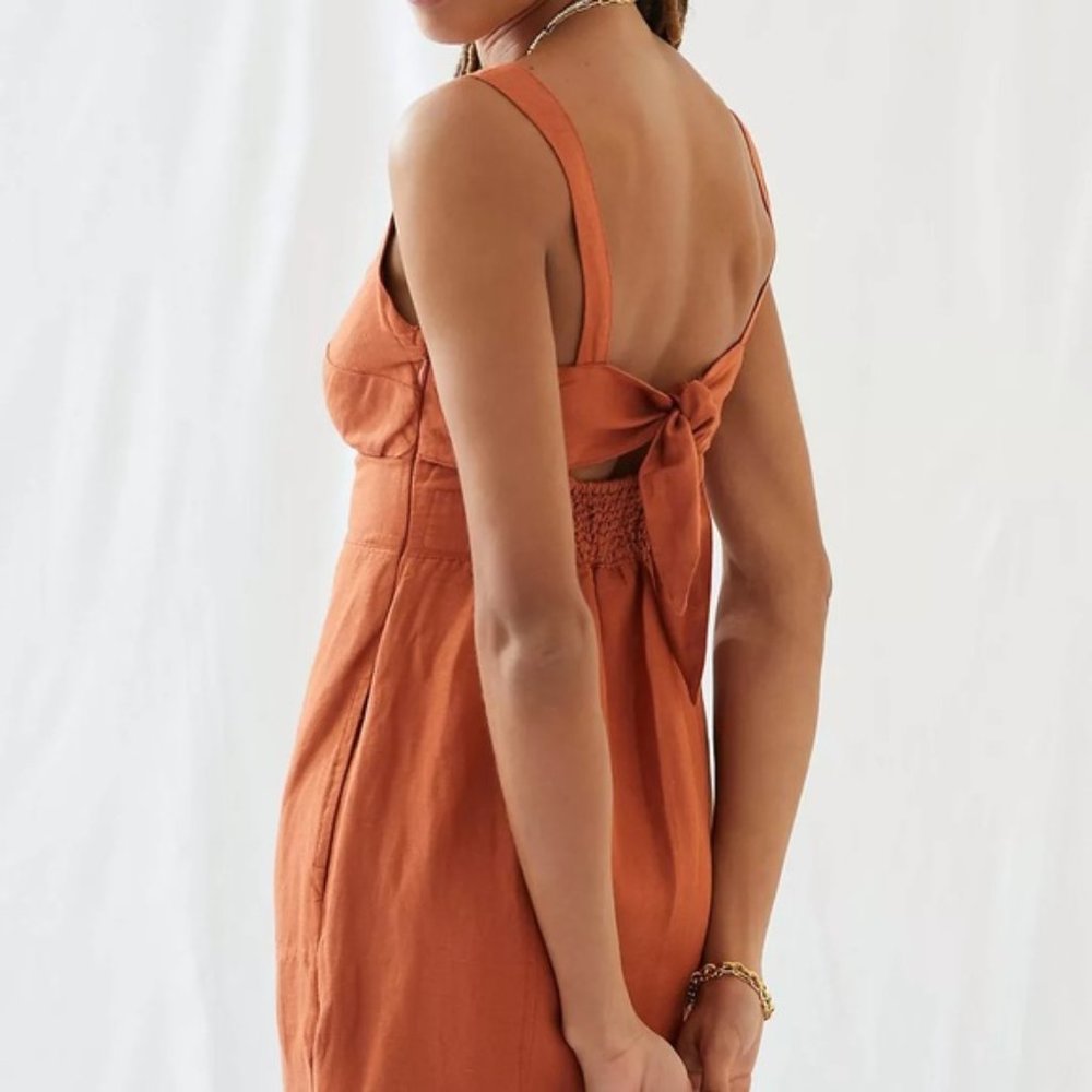 Anthropologie Maeve Twist-Front Mini Dress Brown NWT - Picture 3 of 9